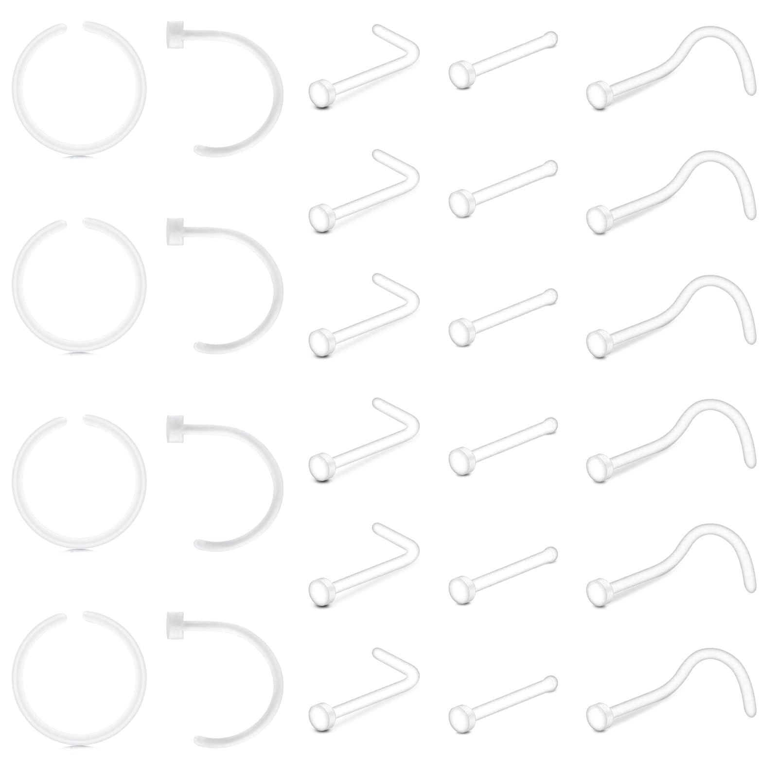 Zolure Piercing Jewelry - Clear Nose Studs, Rings, Septum, Lip, Cartilage, Tongue, Rook, Daith, Ear, Industrial, Nipple, Belly Piercing for Work &