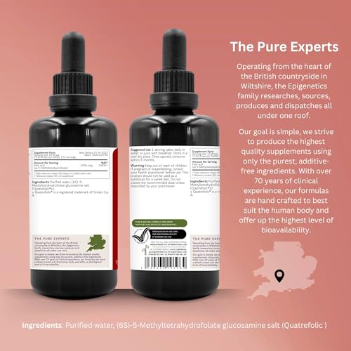 5-MTHF 100ml | High Strength Folic Acid as 5-Methyltetrahydrofolate Vitamin B9 Liquid Drops 1000mcg | Methylfolate Made in UK & Vegan Friendly | Over 4 Months Supply. - Image 8
