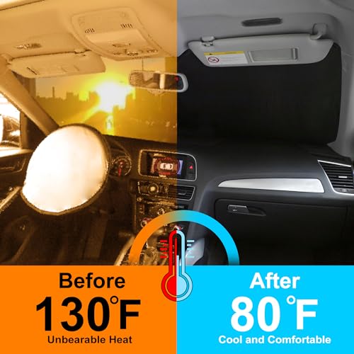 Image of YYCKE Windshield Sun Shade Accessories Compatible with 2022 2023 2024 2025 EV6 for Kia Foldable Sunshade Sun Visor Blocks UV