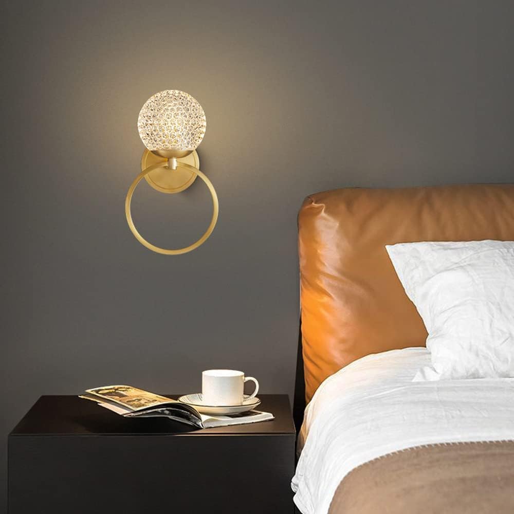 ASerZenith Led Wall Lamp, All Copper 丨Light Post Crystal Wall Light丨G9 Dimmable Wall Sconces With Bedroom Bedside丨 And - Wall Mount Fixtures With Living Room Study Stair Balco(A)