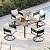 Grand patio 5-Piece Outdoor Dining Set for 4, Metal Woven Wicker Swivel Patio Chairs with Thickened Cushions & 1 Square Woodgrain Dining Table with Umbrella Hole for Backyard Deck (Black)