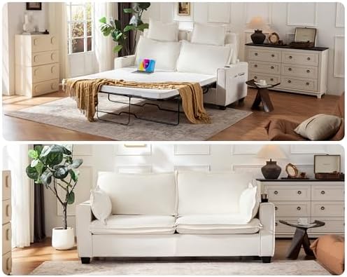 CHIC HOUSE 2-in-1 Pull-Out Sofa Bed, Convertible Chenille Sofa with 20W Fast Charging, LED, Memory Foam Couch Layered Cushion Trim, Full/Queen RV Sleeper Sofa, Living Room, Apartment Small Space - Thumbnail 4