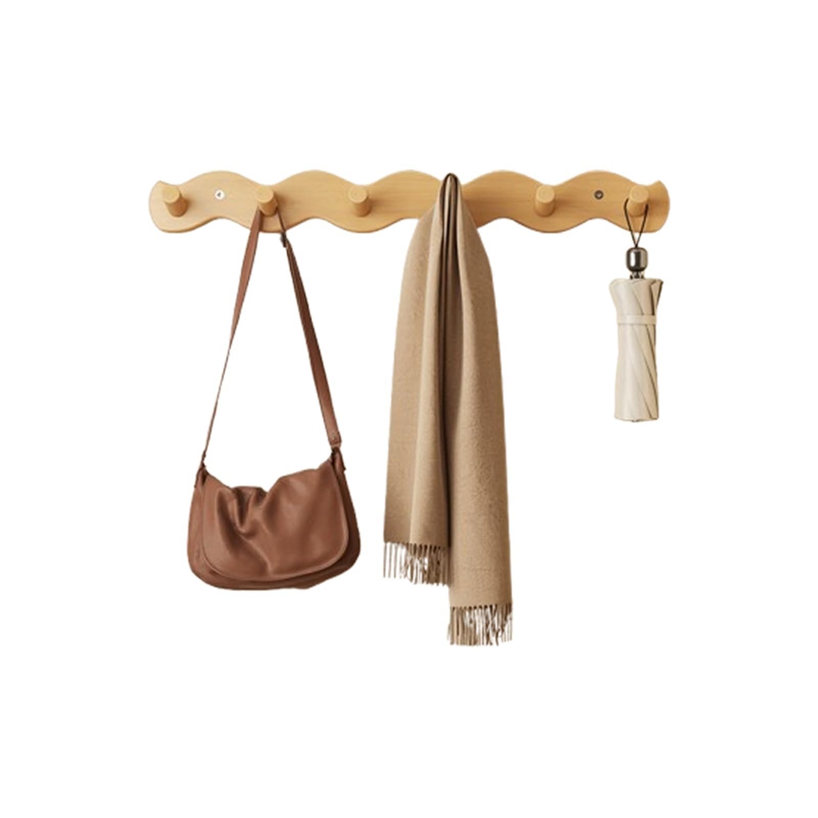 FGXHHS Wall Coat Rack, Wooden Hooks with Shelf, Multi Hook Racks, Hanging Shelving Dual and Key Hooks, for Bathroom, Bedroom, Kitchen, Living Room, Mudroom(Wooden,NO6)