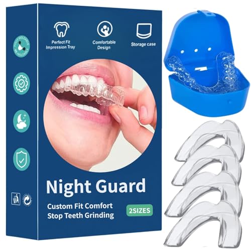 Mouthguards for Grinding of Teeth, Professional Fit Night Guards for Teeth Grinding, Night Mouth Guards for Teeth Grinding, Mouth Guard for Grinding Teeth at Night, Sleep Well (4 Piece Set)