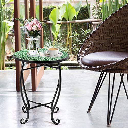 image for Giantex Outdoor Side Table, Mosaic Patio Table, 14inch Accent Table Pl