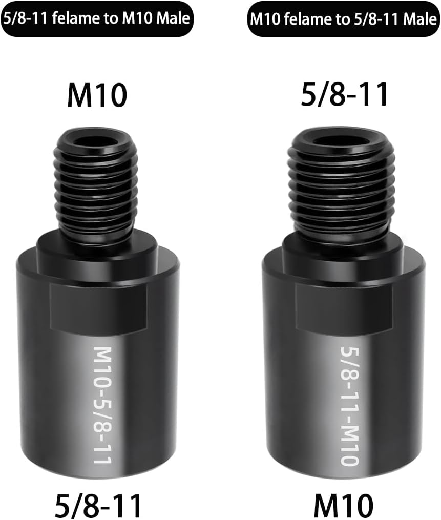 2Pcs Angle Grinder Arbor Thread Adapter 5/8"-11 Female to M10(3/8") Male | M10(3/8") Female to 5/8"-11 Male,Thread Adaptor for Cutting Wheel, Polishing Pads,Rotary Attachment etc,Core Drill Convertor