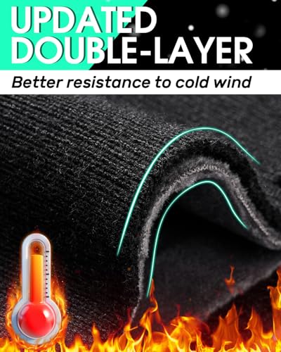 Lauzq Double-Layer Ear Warmer Headband - Knit Fuzzy Lined Ear Muffs for Men Women Ear Covers for Cold Weather Running Cycling