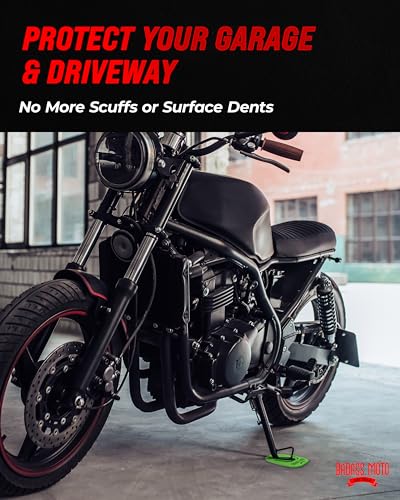 Image of Badass Moto Motorcycle Kickstand Pads - Motorcycle Pads Durable Motorcycle Kickstand Plate, Biker Kick Stand, Motorcycle Stand Pad - Park Your Bike on Hot Pavement, Grass- Go Fast Green(4-Pack)
