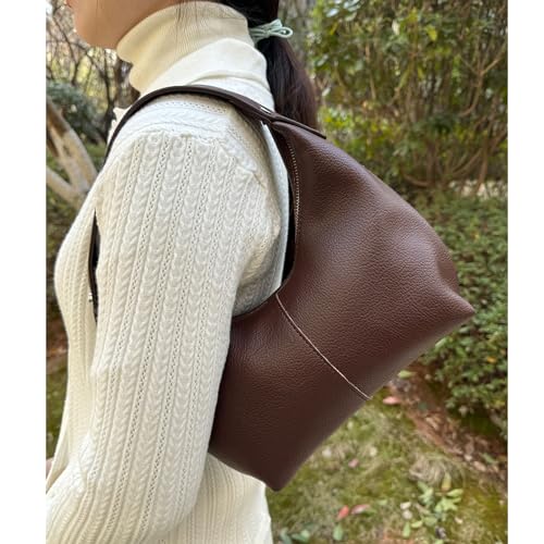 Image of Hobo Women's PU Leather Shoulder Tote Clutch Crescent Slouchy Bag with Zipper Closure and Top Handle