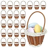24 Pack Mini Woven Baskets with Handles - Bulk Miniature Baskets for School Projects, Mini Wicker Baskets for Party Favors, Tiny Baskets for Crafts, Picnic - 2x3 inch
