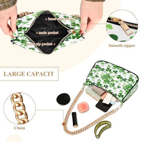 Shoulder Bags for Women Lucky Clover Shamrocks Hobo Tote Handbag Small Clutch Purse with Zipper Closure4