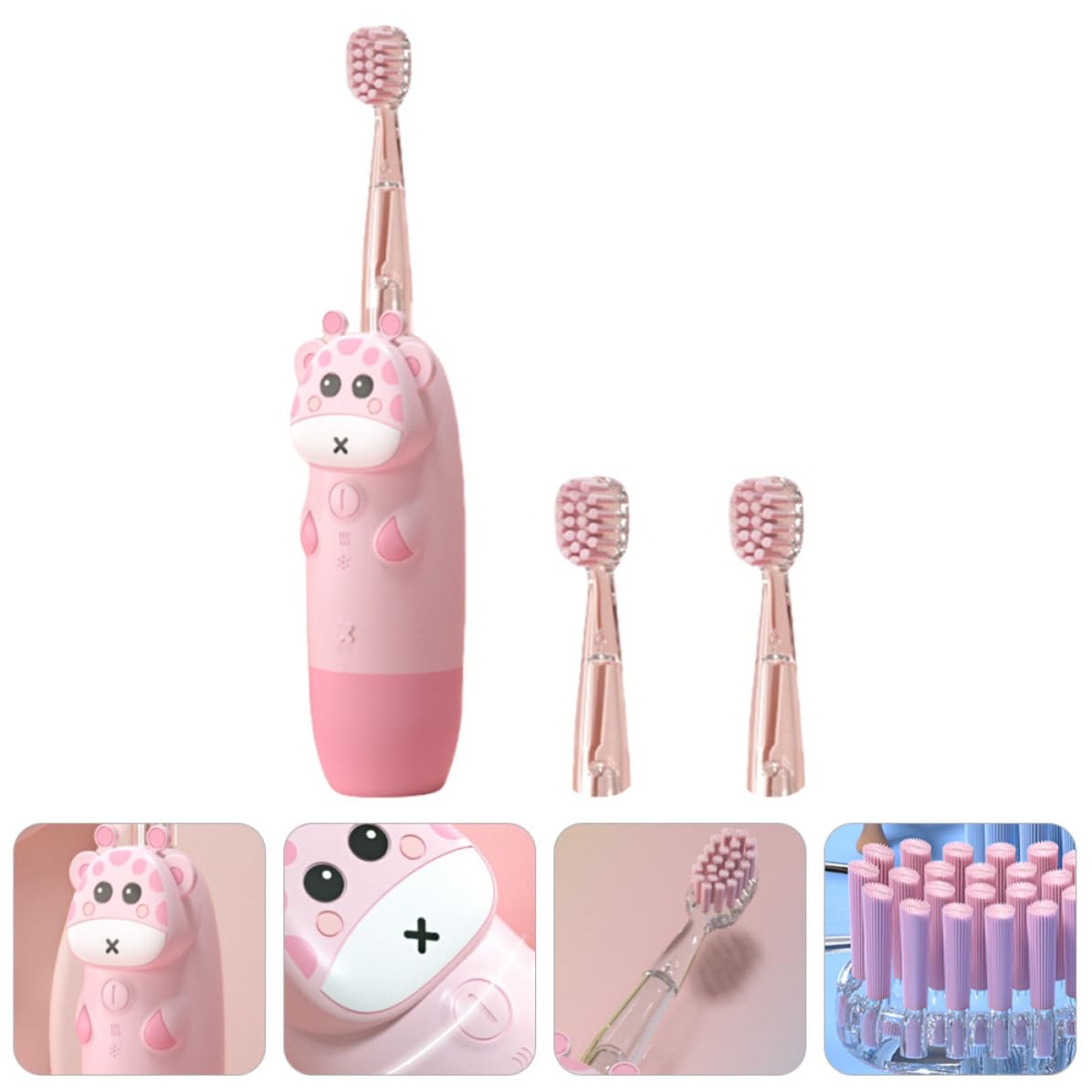 POPETPOP Cepillo de Dientes Eléctrico Sónico con Velocidad Ajustable y Diseño en Silicona y Pc, Juego de 1 Set Adecuado para Bebés