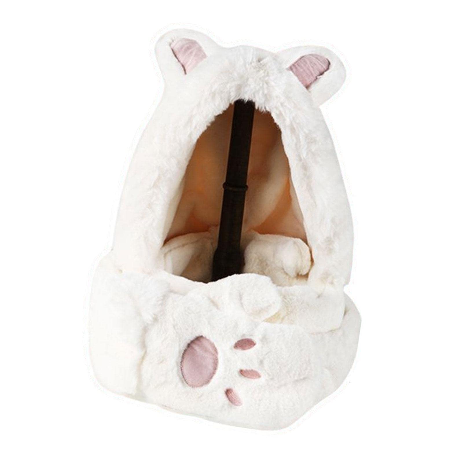 nivaa 3 in 1 Women’S Hooded Scarf Paw Gloves Hat Headscarf Winter Cute Animal Hat White-picture-16