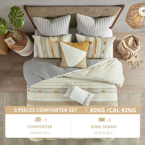 Couettes Boho avec décorations chics et accent pompon pour lit King Size Cody - 7