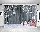 Art Studio 7x5ft Wooden Floor Walls Christmas Snowflake Photography Backdrops for Xmas Eve Home Part