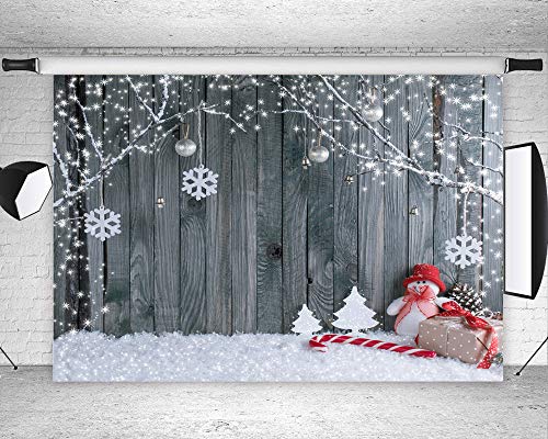 Art Studio 7X5Ft Wooden Floor Walls Christmas Snowflake Photography Backdrops For Xmas Eve Home Party Decor Baby Children Gifts Photo Background Studio Props Banner Vinyl #TOP13