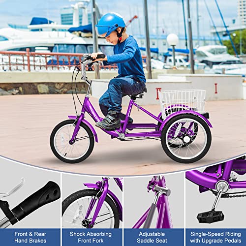 Barbella 16 Inch Trike Kids Tricycle Kids Trike Cruiser Bike, Single Speed Bike Three Wheel Bikes, Three-Wheeled Bicycles With Adjustable Height And Rear Basket #TOP1