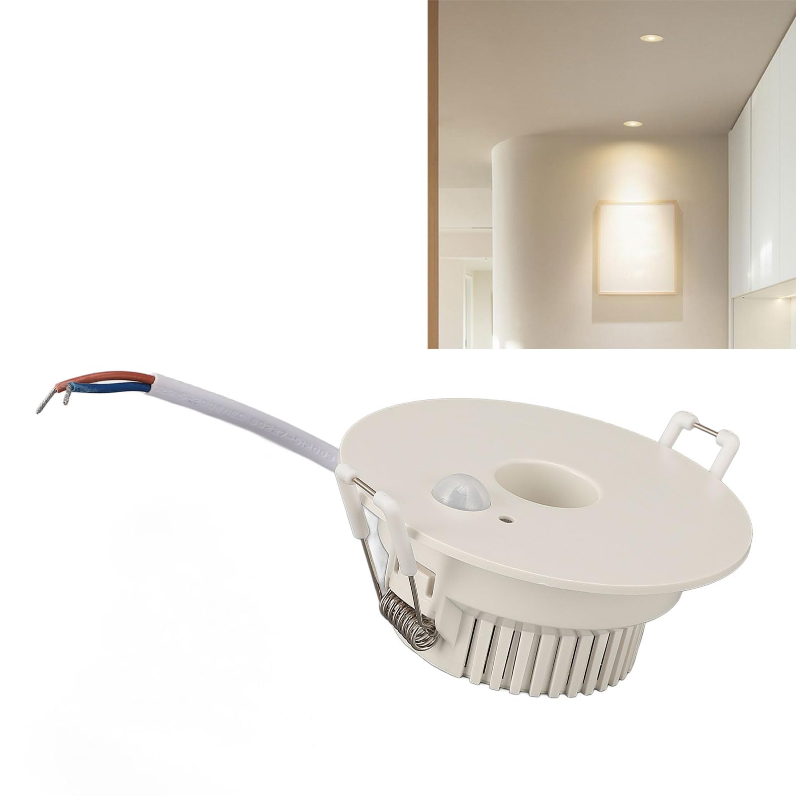Luz de Techo, Foco Empotrable LED de 9W con Sensor de Movimiento Detección de 120° 3-6m, para Pasillo Sala de Estar Baño Garaje