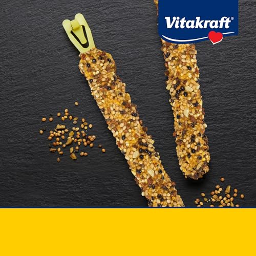 Image of Vitakraft Crunch Sticks Parakeet Treat - 2 Sticks - Sesame and Banana Flavor - Triple Baked with Natural Wood Chew Center - Added Vitamins and Minerals with Cage Clip Holder