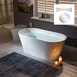 WOODBRIDGE 59' Acrylic Freestanding Bathtub Contemporary Soaking Tub, White Acrylic,Chrome Drain/Overflow,B 0014-C
