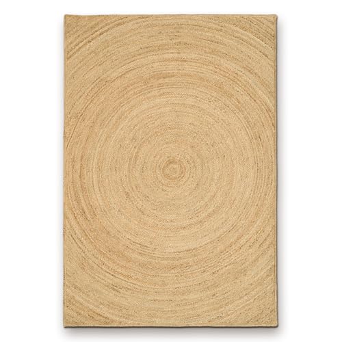 Image of HANIESTA Pure Spiral Jute Rug 80x150 cm, Handmade Natural Rectangular Indoor Area Rug, 100% Jute Woven Carpet for Living Room, Bedroom, Hallway & Boho Decor