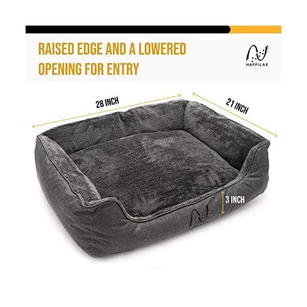 Happilax-Dog-Bed-Washable-Plush-Pillow-Dog-Bed-with-Removable-Cover-Raised-Edges-Small-to-Large-Dogs-Rectangular-Bolster-Pet-Bed-Grey Dog Bed with Washable Plush Pillow