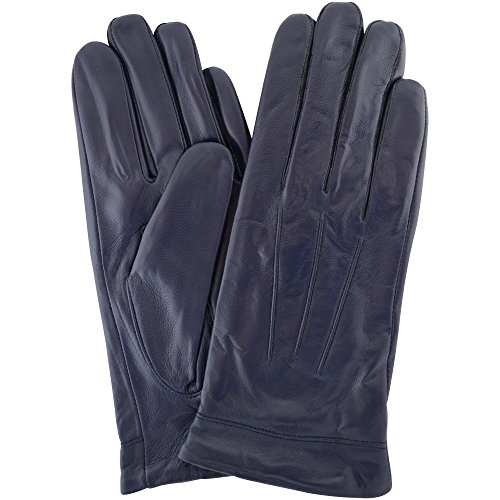 Ladies Butter Soft Leather Glove with 3 Point Woven Stitch design - Blue - Medium (7