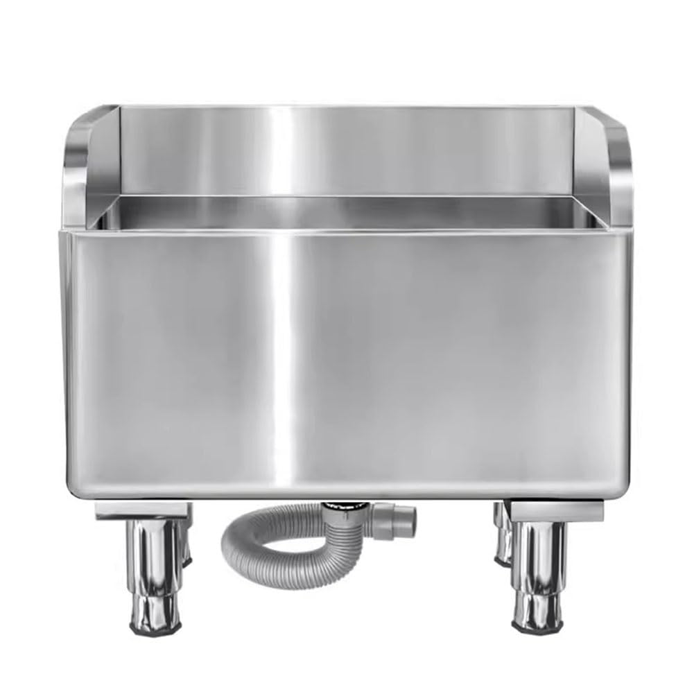 ASerZenith Floor Mount Mop Sink Stainless Steel Basin With Sink Drainage/Strainer For Commercial Kitchen, Restaurant(Silver-60X41X55Cm)