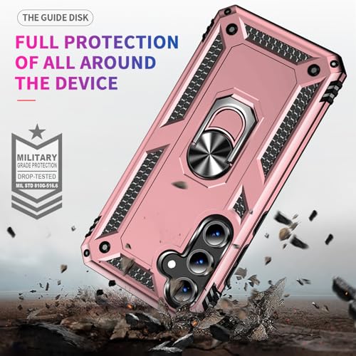 Coque Samsung Galaxy S24 FE antichoc or rose avec protège-écran et support - 3