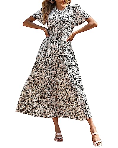Image of PRETTYGARDEN Women's Casual Smocked Boho Floral A-Line Maxi Dress 2026