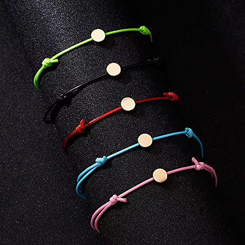 Image of Friendship Charm Adjustable Bracelets with Message Card (Set of 5); Perfect Jewelry Gift for Friends & Family