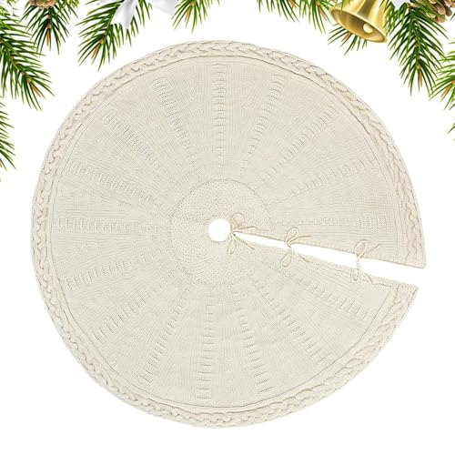 Jupe de sapin de Noël tricotée rouge et blanche de 90 à 120 cm pour décor de fête - 2