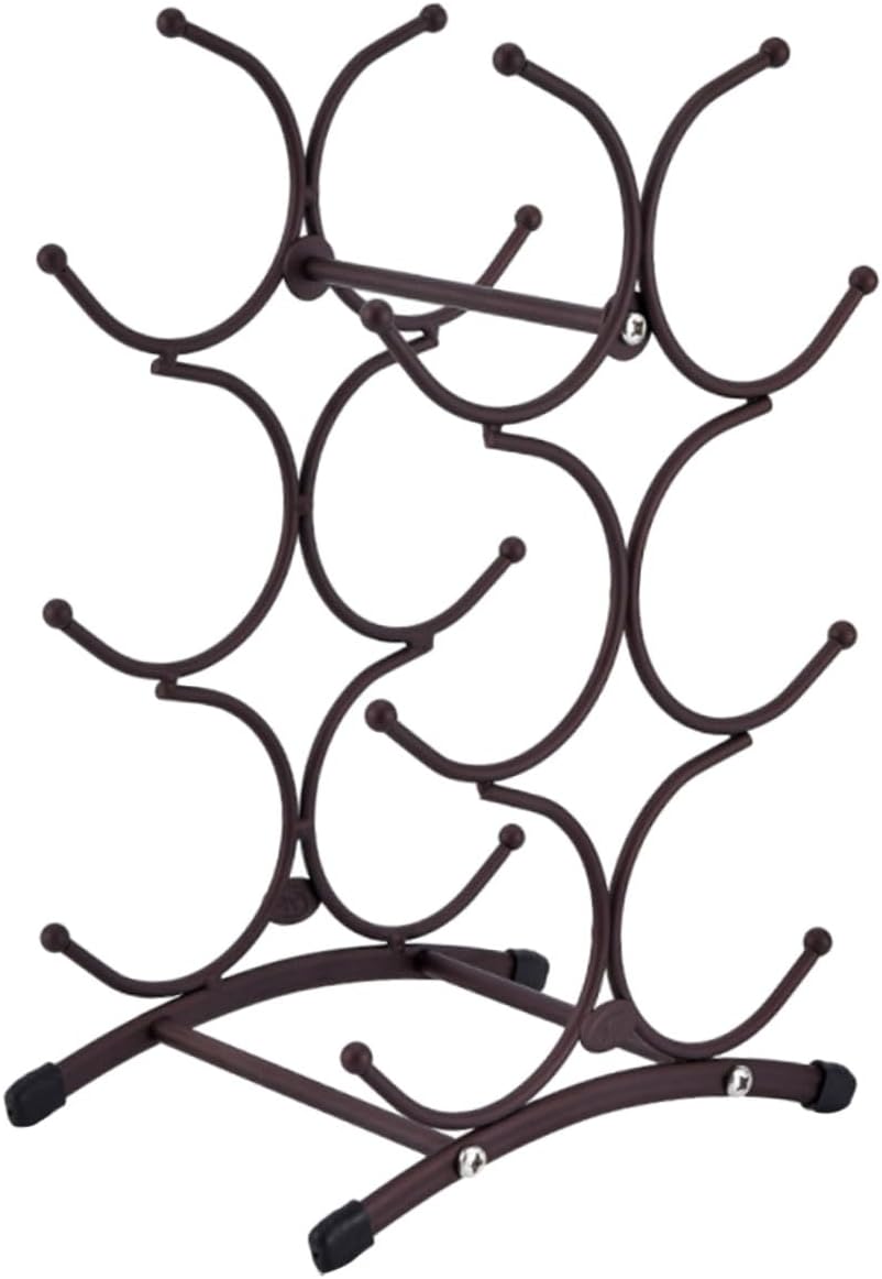 Ciieeo Detachable Vintage Iron Wine Rack for 6 Bottles Antique Copper Countertop Wine Storage Holder for Home Dining Room Decorative Hollow Bottle Organizer and Whiskey Display