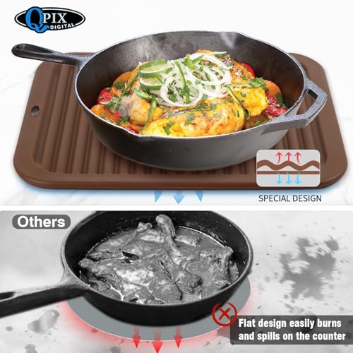 Image of 4 Pack Silicone Trivets for Hot Dishes Large 446F Heat Resistant Pot Holder Hot Pads for Kitchen 9'' x 12' Brown Silicone Trivet Mat for Hot Pots and Pans, Jar Opener, Drying Mat