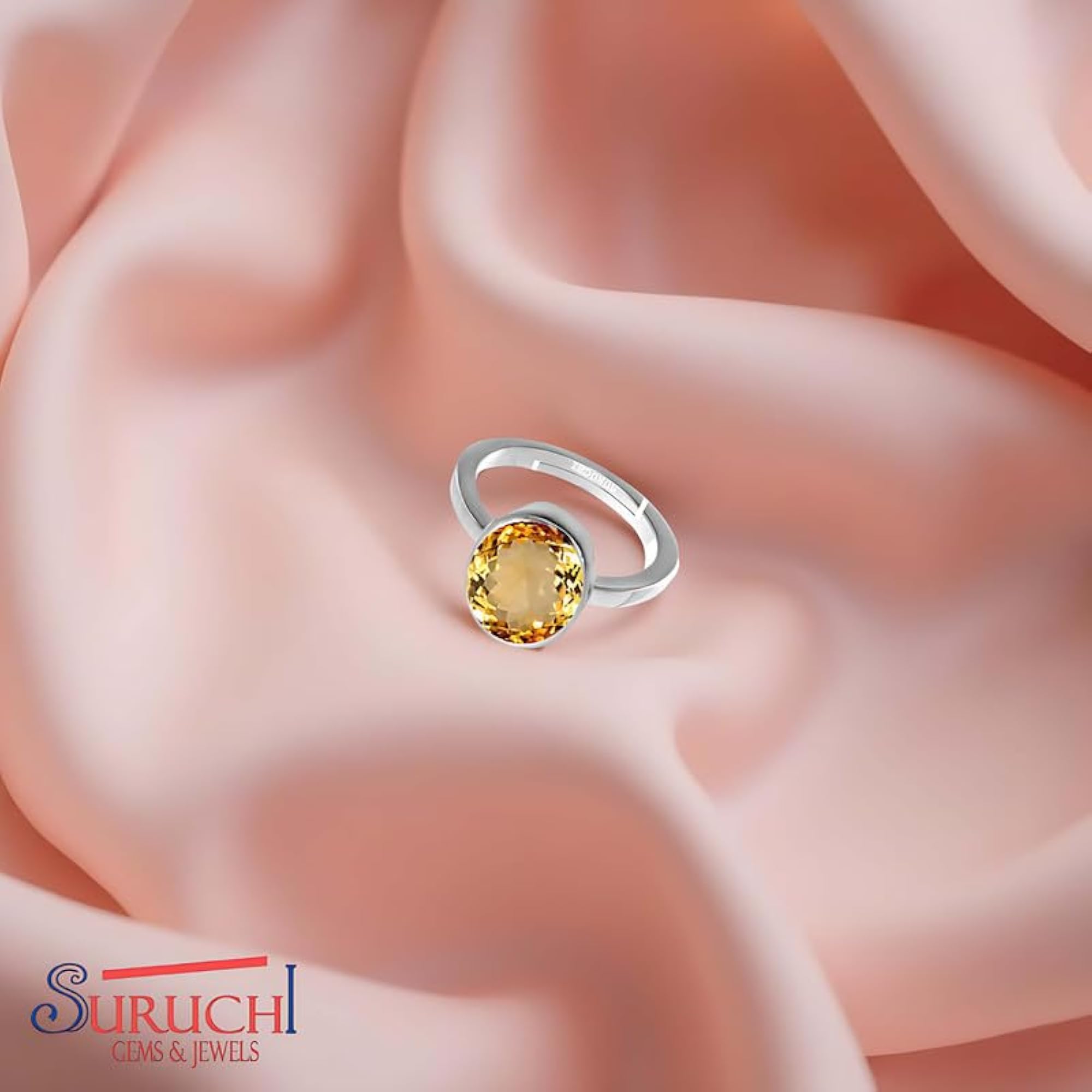 Women's Citrine 925 Sterling Silver Adjustable Ring, Astrological Gemstone