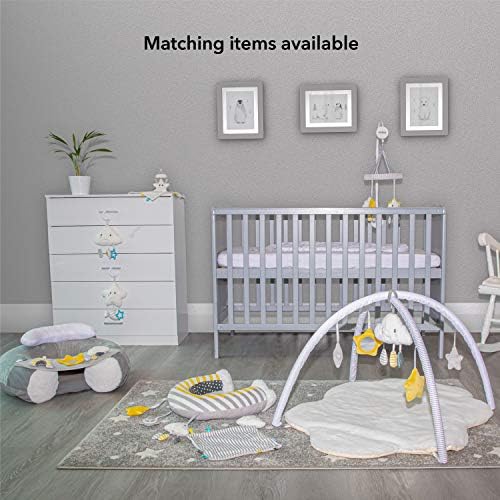 Nuby Cloud & Star Tummy Time Pillow  Interactive Baby Toy with Baby-Safe Mirror | Teether | Soft Plush Toys (Grey)