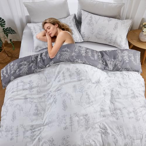 Edredón cama 150 reversible Qucover blanco gris de invierno con fundas de almohada 4