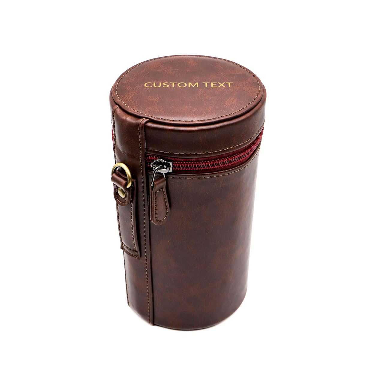 Personalisierte Kameralinsen-Tasche aus PU-Leder, dicke Objektivtasche für Fotografen, Objektivschutz für Mikro-Single-Kameraobjektiv, SLR-Kamera, Teleobjektiv (Dunkelbraun, Länge < 165 mm,