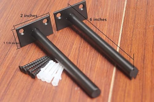 Mhmydz BXGZC-41 8 Pcs 6 Inch Black Solid Steel Floating Shelf Bracket Blind Shelf Supports - Hidden Brackets For Floating Wood Shelves thumb #1