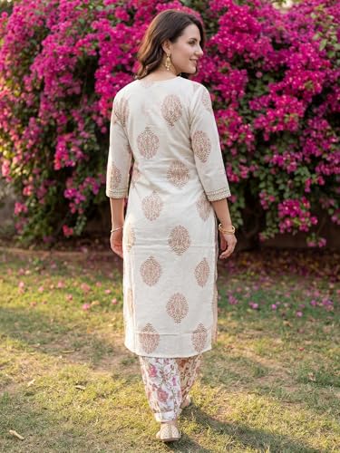 Image of INDO ERA Women Pure Cotton Kurta Set with Dupatta | Farsi Salwar Suit