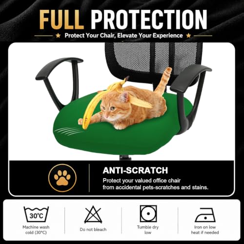 Image of DIVA EN CAMINO DEC Stretchable Desk Office Chair Seat Cushion Covers - Universal Spandex Computer Chair Slipcover - Removable Washable Cushion Protectors Anti-Scratch for Dogs, Cats, Pets (Green)