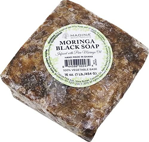 Madina Moringa Raw Black Soap [Black - 16 oz. / 1 lb.]