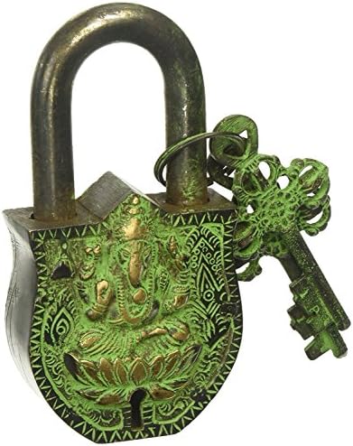 Brass Padlock - Lock with Keys - Working Functional - Brass Made Ganesha Antique Padlock.