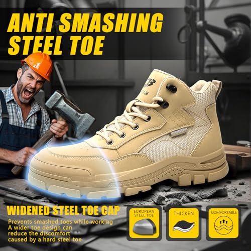 Image of Steel Toe Shoes Puncture Resistant Safety Work Boots for Men.