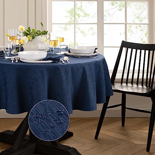 Elrene Home Fashions Continental - Tovaglia resistente all'acqua e alle macchie, ovale, 160 x 200 cm, colore: blu navy