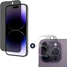 Película De Vidro Privacidade 3D Anti Spy Tela Toda Para iPhone + Película Lente de Câmera (iPhone 14 Pro Max)