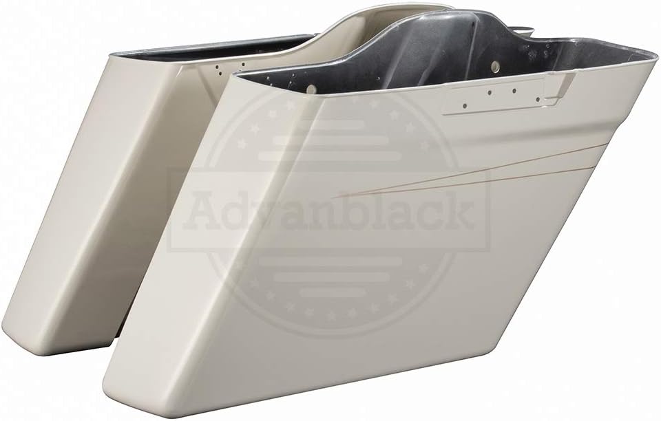 Motorcycle Hard Bags Extended Saddlebags Fit for 2014+ Harley Touring - Morocco Gold Pearl with Pale Gold Pinstripe, Rear Fender Extension