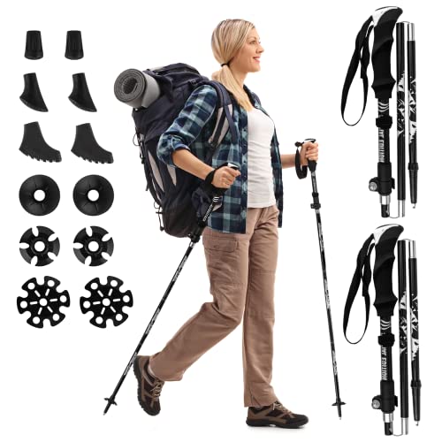 Nordic Walking Stöcke, 7075 Aluminium Wanderstöcke, Wanderstöcke Faltbar, 110 CM-130 cm Einstellbar, Mit 6 Paar… - Image 3