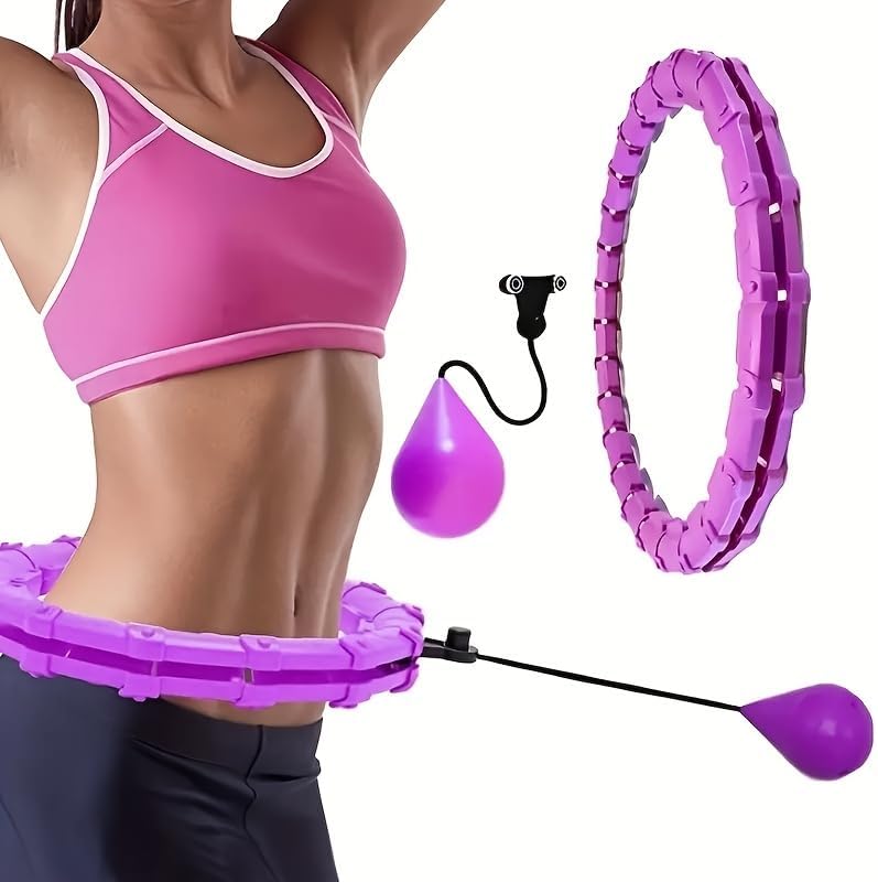 1pc Detachable Multi-Section Fitness Hoop with Weighted Ball, Yoga Pilates Workout Equipment for Body Training Fat Burning Weight Loss