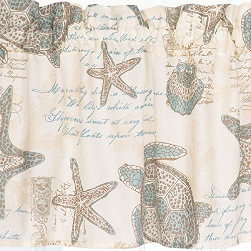 C&F Home Amber Sands Valance Set Of 2 Nautical Coastal Sea Life Beach Cotton Curtains For Window Living Dining Bathroom Kitchen Valance Set Of 2 Beige #TOP3